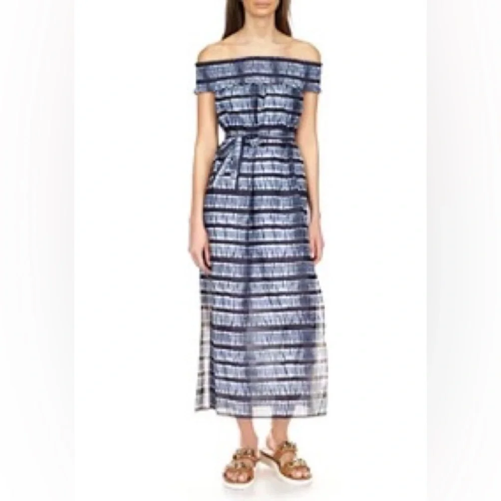 Michael Kors Shibori Striped Blue Maxi Dress‎